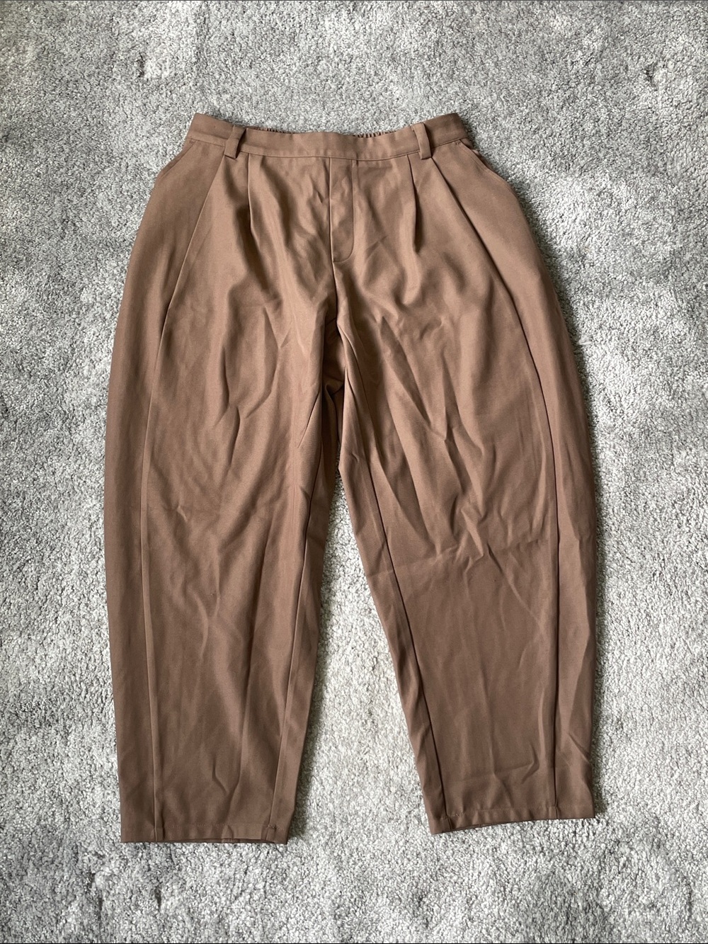 NWT HALARA Mid Rise Pocket Barrel Leg Baggy Work Pants - Brown  - Size Large